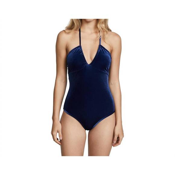 NEW SHOSHANNA ocean velvet open neck one piece swimsuit in navy - Picture 1 of 3